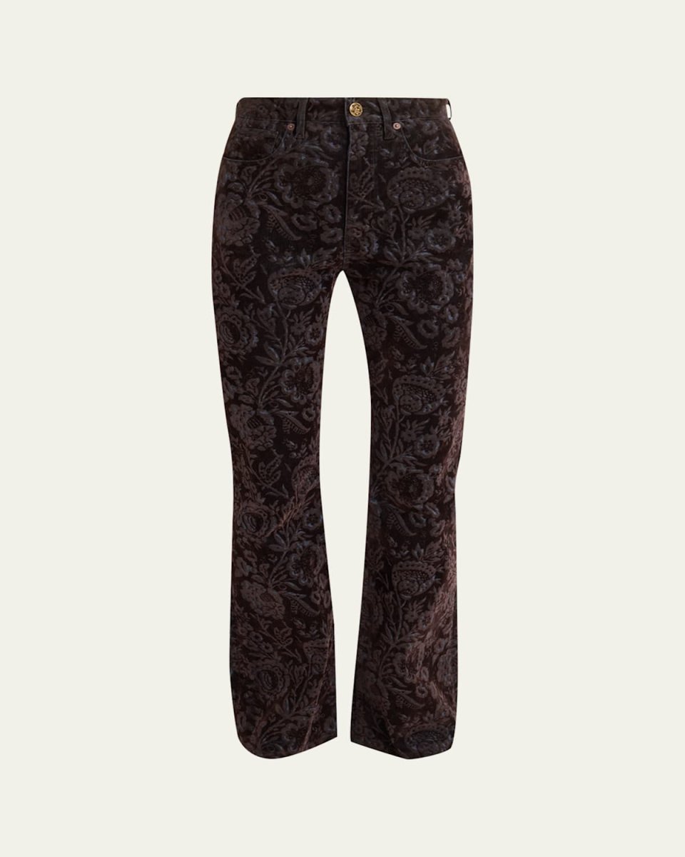 Floral Flocked Bootcut Jeans